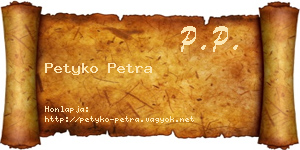Petyko Petra névjegykártya